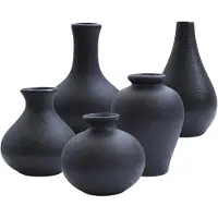 Famanu - Keramische vazenset, kleine bloemenvazen, matte decoratie voor pampasgras, moderne vazen, boho-bloemenvazen, moderne wooncultuur (zwart)
