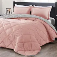 Markenlos Kingsize beddengoedset, 3-delig - Roze, grijs
