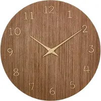 Famanu - Houten wandklok analoog, 60.3072.23, kwartsklok, decoratief accessoire voor thuis, moderne wandklok, hoge nauwkeurigheid, natuu