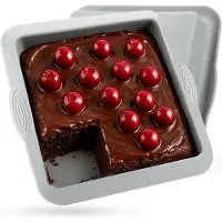 Famanu – Rechthoekige siliconen brownie bakvorm 20 x 20 cm, anti-aanbak en geschikt voor zoete en hartige gerechten