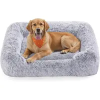 Famanu – Hondenbed 106 x 75 x 20 cm – Ruim Huisdierbed met Zachte Vulling -Opstaande Randen en Wasbare Hoes