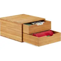 Famanu – Bamboe bureau organizer ladekastje – natuurlijke look – opbergkastje kantoor – 18x30x31 cm