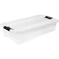 Famanu Opbergdoos met deksel en schuifsluiting, 79,5 x 39,5 x 17 cm, 33 l, doorzichtig