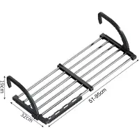 Famanu - Radiator-wasdroger, balkonwasdroger, wasdroger aan de muur, opvouwbaar wasrek, roestvrij staal, uittrekbaar, hangdroger (51-95 cm), winddichte sokkenhanger inbegrepen.