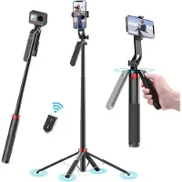 Famanu – Telefoonstatief voor vloggen met quadrapod en universele telefoonclip, reisstatief met oplaadbare afstandsbediening, geschikt voor smartphone, smartphones en actiecamera’s