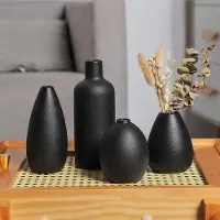 Famanu – Zwarte keramische vaas - set van 4 - unieke bloemenvazen voor middenstukken - decoratieve moderne vazen - tafeldecoration (zwart)