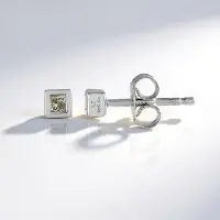 Cavill - Gerhodineerde 925 Sterling Zilveren Oorbellen - 2x I3 H Princess Diamanten 0.108 ct - Elegant Bezel Design - Dames Sieraden