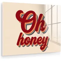 MuchoWow Glasschilderij 120x90 cm - Schilderij acrylglas - Oh honey - Rood - Schaduw - Foto op glas - Muurdecoratie woonkamer - Wanddecoratie slaapkamer - Schilderijen