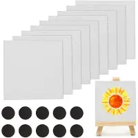 Famanu – Mini doeken set (10x10 cm) – blanco canvas bord + mini ezel – voor acryl/olie/aquarel – DIY & school