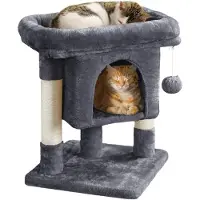 Famanu - Krabpaal kleine kattenkrabpaal met grote kattenholte pluche kattenboom kattenmeubel speelboom voor kleine katten