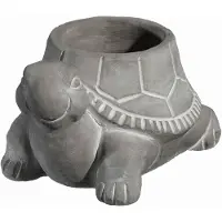 Famanu – Plantenbak cement met afwateringsgat decoratief dierfiguur voor binnen en buiten grijs