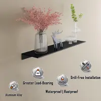 Famanu - Metalen wandplank set van 2, zwart, decoratieve zwevende planken 40cm voor woonkamer, slaapkamer, kantoor of badkamer