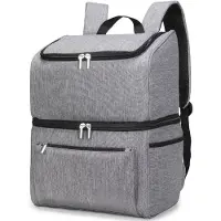 Famanu - Koelrugzak 21L, dubbeldekker thermotas voor lunch of picknick – Grijs