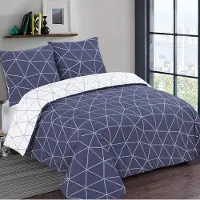 Famanu beddengoedset, marineblauw, 200 x 200 cm - 2 kussenslopen