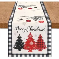 Famanu - Tafelloper voor Kerstmis, 33 x 183 cm, tafelloper voor Kerstmis, rne kerstbomen, kerstdecoratie, vakantie voor de tafel...