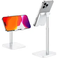 Famanu – Bureau telefoonhouder - verticale smartphonehouder voor bureau en tafel - geschikt voor diverse smartphones - wit