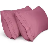 Famanu - Kussenslopen 40x60 cm mauve roze set 2, geborduurde microvezel zacht en ademend, kreukvrij machinewasbaar, hoofdkussensloop