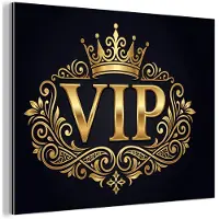 MuchoWow Aluminium schilderij 80x60 cm - Wanddecoratie metaal - VIP - Kroon - Goud - Metalen muurdecoratie woonkamer - Decoratie industrieel - Foto op dibond - Industriële accessoires slaapkamer