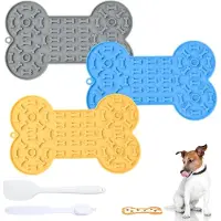 Famanu – likmat voor honden en katten - 3 stuks - voor honden en katten - met zuignappen met spatel en kwast voor het baden - verzorging voor puppy's - likmat - hond - kat - kleine likmat voor honden