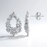 Cavill - Zilveren Oorbellen met Witte Topaas 2,61 ct - 925 Sterling Zilver Rhodium - Rond Geslepen Edelsteen - Allergievriendelijk - Druppel Design