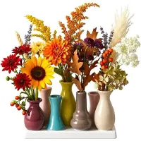 Famanu - Set van 7 decoratieve keramische vazen veelkleurig 18x7x11 cm