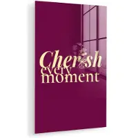 MuchoWow Glasschilderij 20x30 cm - Schilderij acrylglas - Cherish every moment - Cocktailglas - Bordeaux - Foto op glas - Muurdecoratie woonkamer - Wanddecoratie slaapkamer - Schilderijen