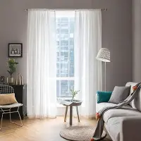 Famanu – Gordijnen van linnen - beige - semi - verduisterend - voor binnen - slaapkamer - modern - voor woonkamer - elegant - 1 stuk - 300 x 240 cm - beige