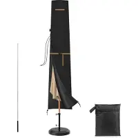 Famanu - Terrasparapluhoezen, tuinparasolhoezen waterdicht met ritssluiting en uitschuifbare stang, zwaar belastbare Oxford-stof outdoor parasolhoes voor tuinparasol van Ø 2 tot 3 m, 200 x 30 / 40 cm