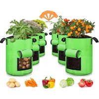 Famanu – 10 aardappelkweekzakken - 6 stuks - tweezijdig venster tuin plantzak met duurzaam handvat - verdikte niet-geweven stoffen potten groentekweekzakken voor tomaat - wortel - ui - fruit - bloem