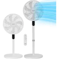 Aigostar Statiefventilator - Staande Ventilator met Afstandsbediening - 3 Snelheden - in Hoogte Verstelbaar - 7 bladen - Stille Ventilator - 50W - Wit