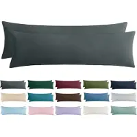 Famanu - Kussensloop 40 x 145 cm, set van 2 zijslaapkussen, overtrek 40 x 145 cm, antraciet, met ritssluiting, van microvezel, zacht,...
