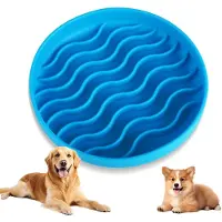 Famanu – Anti-schrokbak voor katten en honden - Ø 20 cm - slow feeder - anti-slip voederbak voor gezond eten (blauw)