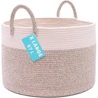 Famanu - XXL Katoenen Touw Opbergmand, decoratieve wasmand voor dekens, kussens en speelgoed