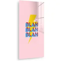 MuchoWow Glasschilderij 80x160 cm - Schilderij acrylglas - Blah - Bliksem - Roze - Foto op glas - Muurdecoratie woonkamer - Wanddecoratie slaapkamer - Schilderijen