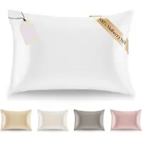 Famanu - Zijden Kussensloop - Voor Kussen 40 x 80 cm, Wit, Dikte 19 Mannen (Silk Pillow Case) - 100% Dubbelzijdige Moerbeizijde - Verkocht...