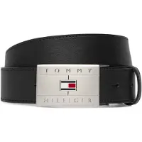 Tommy Hilfiger Riem 'Flag Plaque' zwart / zilver