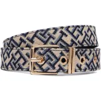 Tommy Hilfiger Riem 'Double Keeper Buckle' taupe / marine / opaal / goud