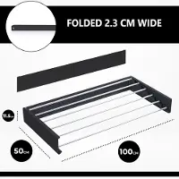 Famanu - Wanddroogrek – Droogrek – Wasrek – Inklapbaar Droogrek – Aluminium (Zwart, 100 x 50 cm)