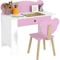 Happiq Kinderbureau met Lade & Tafelblad – Bureau Set voor Kinderen – Roze