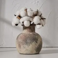 Famanu – Keramische rustieke boerderijvaas van aardewerk, boho terracotta bloemenvaas voor tafel, woonkamer en badkamer