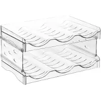 Famanu – Kunststof wijnrek 2-laags – Stapelbare flessenorganizer voor koelkast, kast en vriezer