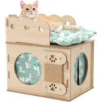 Famanu kattenhuis, multifunctioneel - Stapelbaar en inklapbaar, met zachte kussens