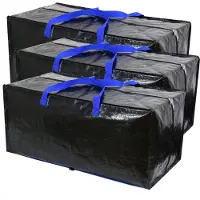 Famanu - set van 3 extra grote waterdichte opbergtassen met rugzakriemen en handgrepen, 80×40×35 cm, zwart