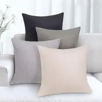 Famanu – Corduroy ribfluweel kussenhoezen set van 4 (40x40 cm) – kerst/winter look – zachte sierkussenhoezen – grijs serie