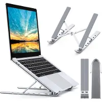 Famanu - Verstelbare laptopstandaard aluminium met warmteafvoer tot 17.3 inch zilver