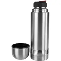 Famanu - Thermosfles 1L roestvrij staal met Safe-Loc sluiting, houdt 12 uur warm en 24 uur koud – zilver