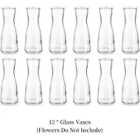 Famanu - Kleine Vazen Voor Tafeldecoratie, Moderne Transparante Vaas Set Van 12, Minimalistische Bloemenvaas Voor Bruiloft, Decoratieve Glazen Vazen Voor Bloemen, Leuke Party Eetkamer Bud Vase Decor