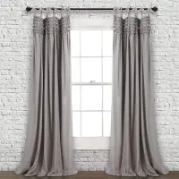 Famanu – Decor Gordijnen ruches venster paneel set voor wonen dineren slaapkamer paar polyester grijs 40" B x 84" L Pack van 1