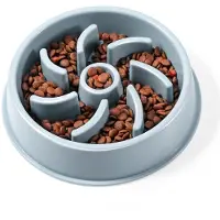 Famanu – Anti-schrok voerbak voor honden en katten - vertraagt eten - antislip onderkant - 20,8 x 5 cm - blauw