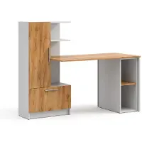 Vicco Bureau Tomy, Wit/Goudkleurig Eiken, 150 x 59 cm Set van 2
